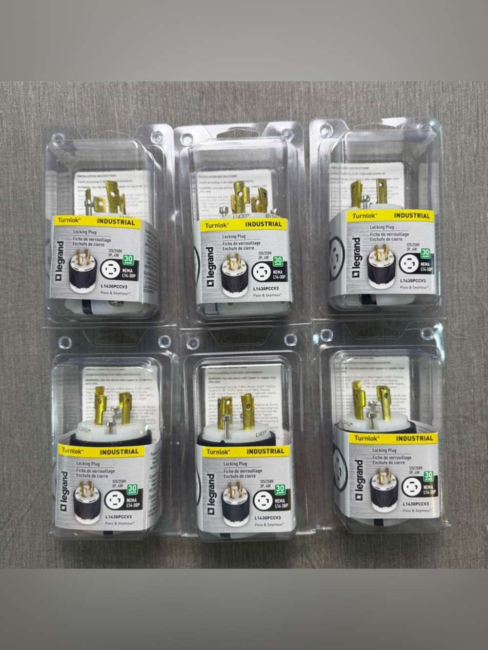 Lot 6 LeGrand Turnlok Locking Plug Industrial Grade L1430PCCV3 30 Amp 125/250V